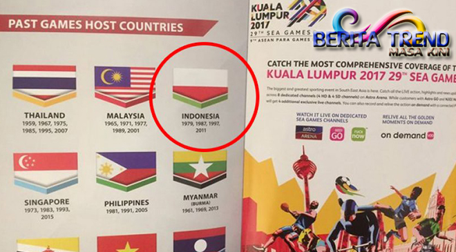 Melukai Rasa Persahabatan, Bendera Indonesia Dibuat Terbalik di Sea Games 2017