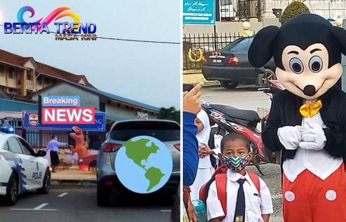 “Transformer dan T-Rex”, Sambut Siswa Kembali Masuk Sekolah Setelah Lockdown